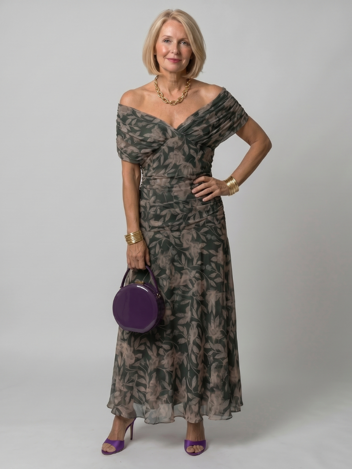 Rachel | Off Shoulder Flow Midi Dress