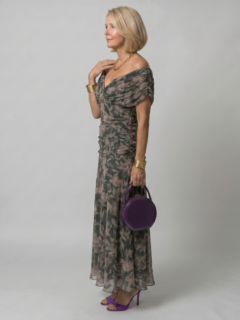 Rachel | Off Shoulder Flow Midi Dress