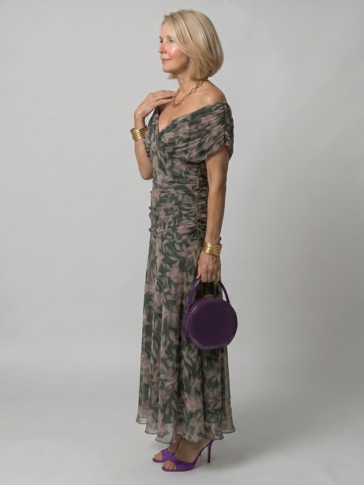Rachel | Off Shoulder Flow Midi Dress