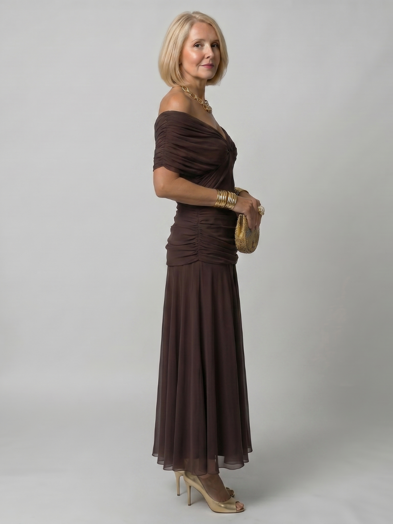 Rachel | Off Shoulder Flow Midi Dress