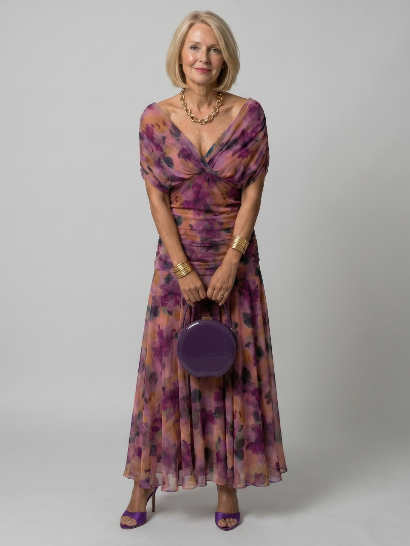 Rachel | Off Shoulder Flow Midi Dress