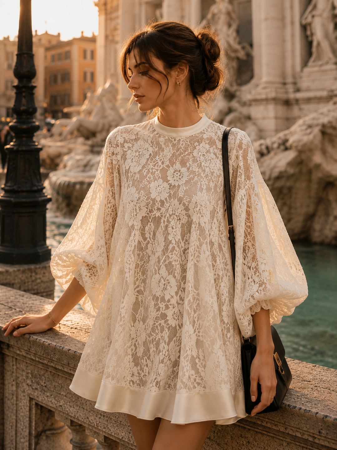 Blair | Ivory Lace Poncho Cover-Up Dress