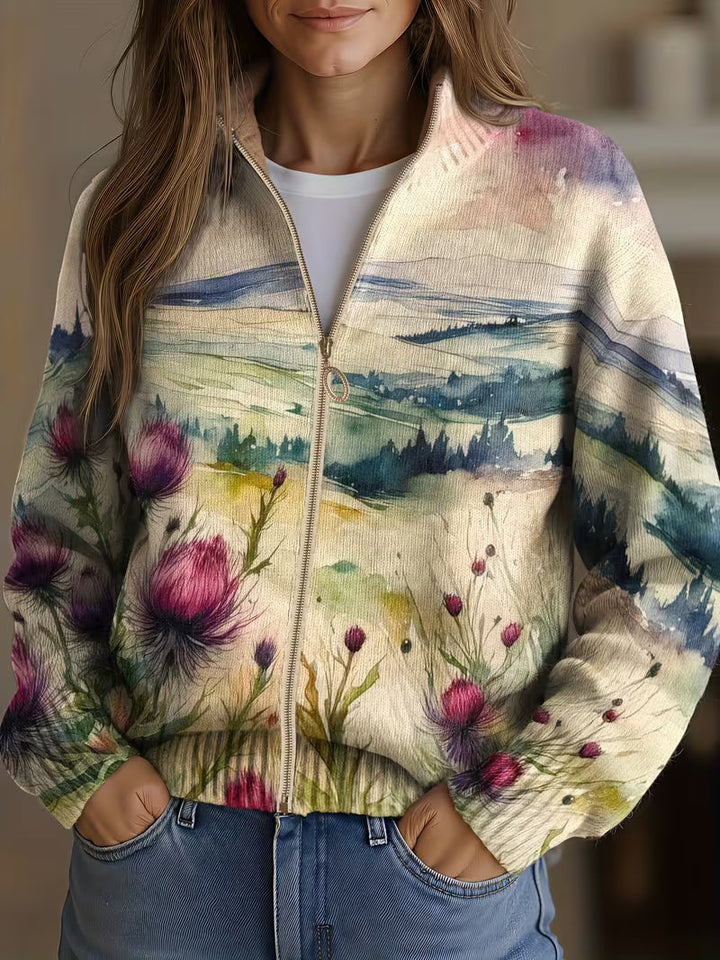 Marlowe | Thistle Landscape Zip Cardigan