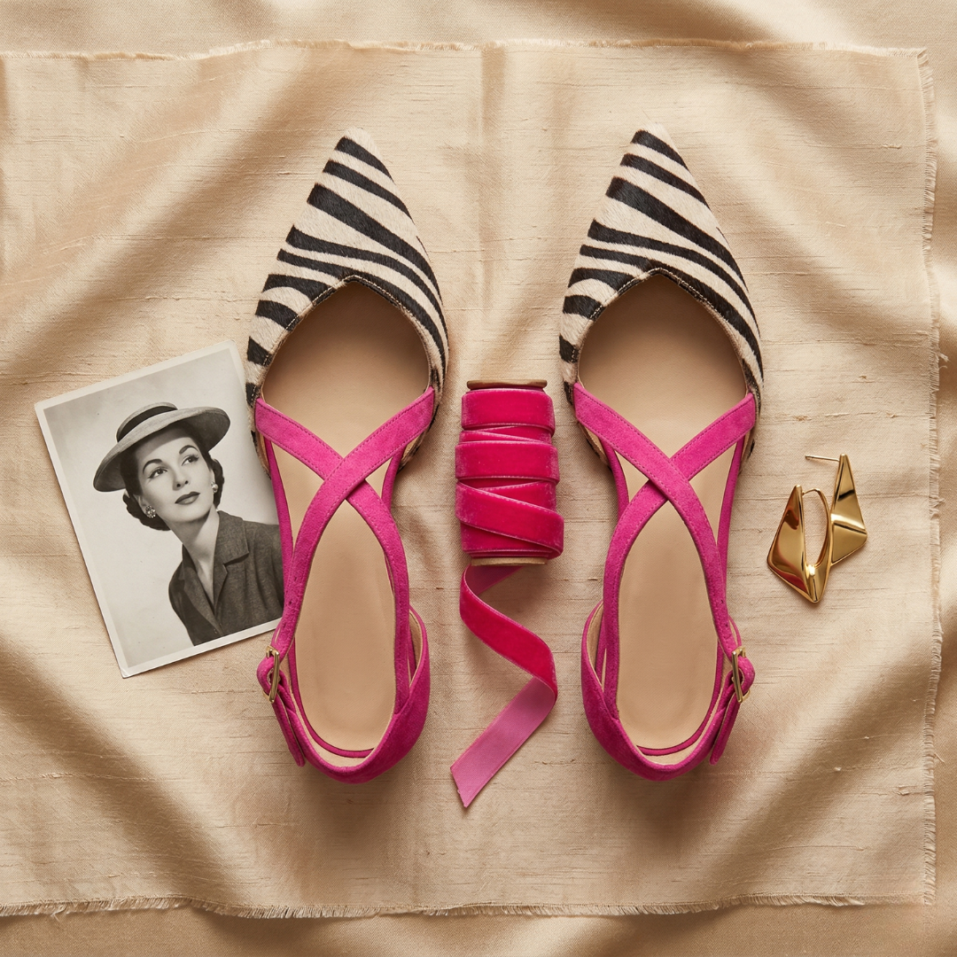 Victoria | Zebra Slingback Flats