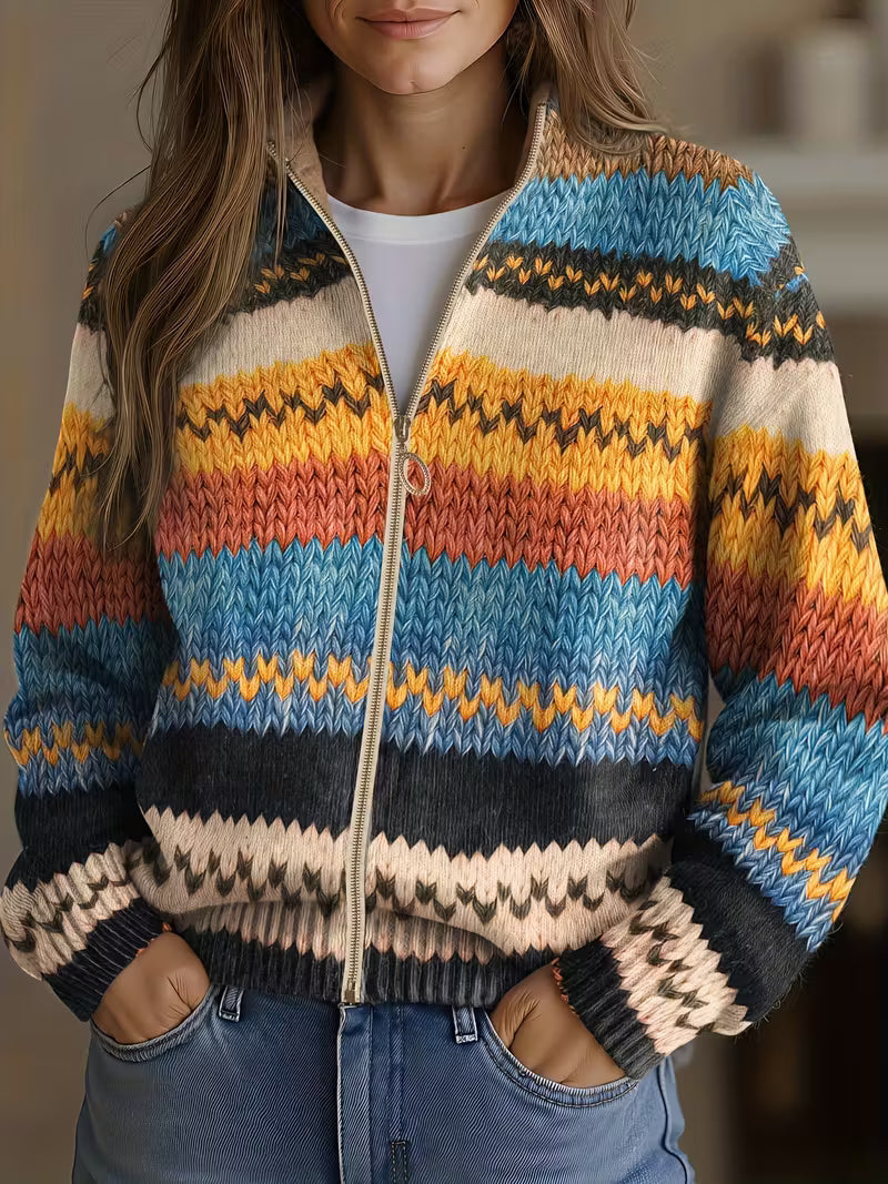 Beatrix | Zigzag Striped Knit Cardigan