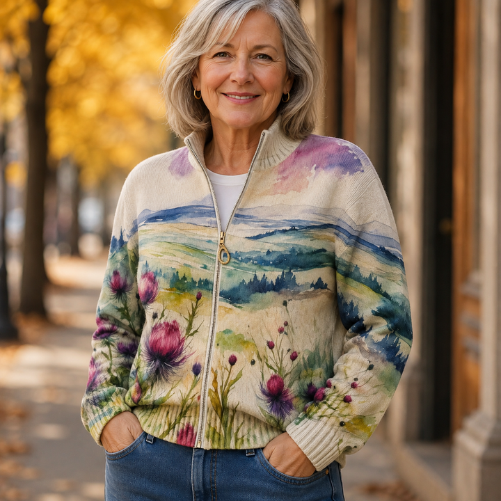 Marlowe | Thistle Landscape Zip Cardigan