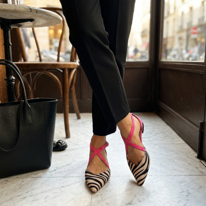 Victoria | Zebra Slingback Flats