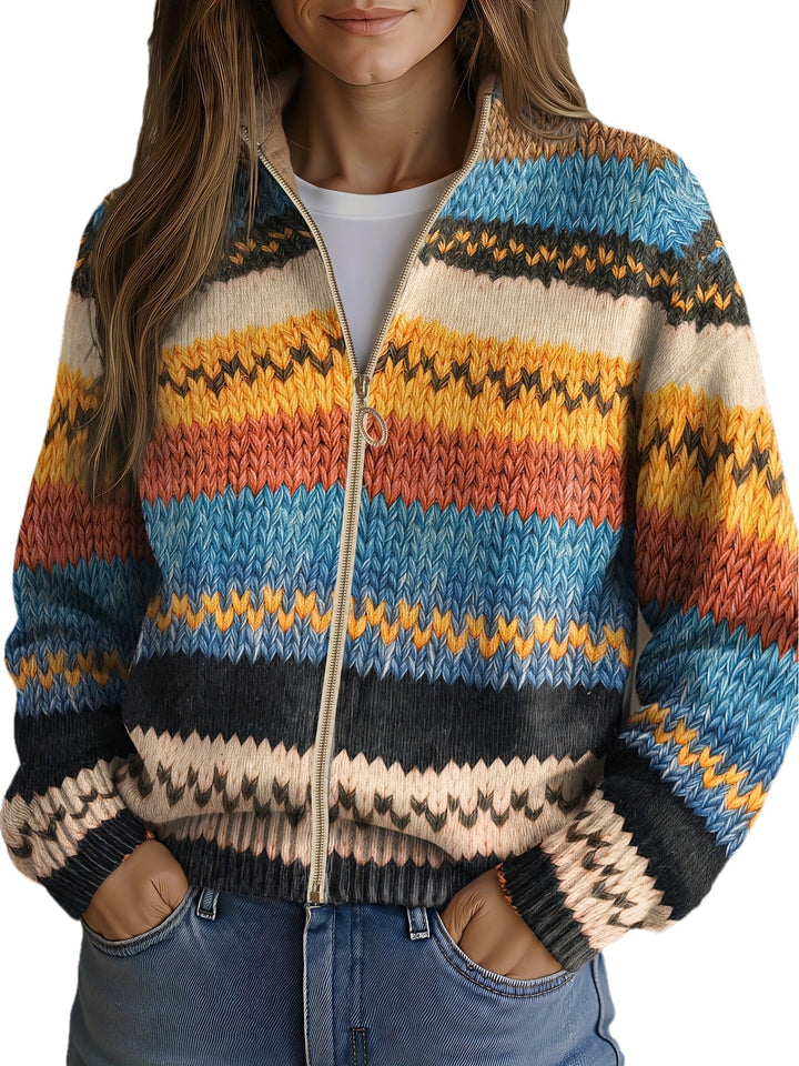 Beatrix | Zigzag Striped Knit Cardigan