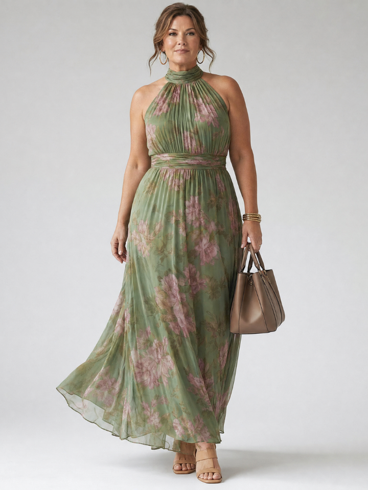Anne | Gathered Halter Midi Dress