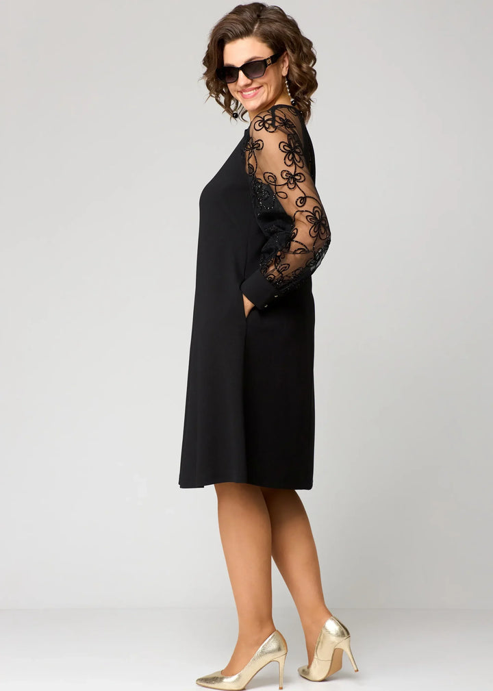 Ericka | Elegant Lace-Sleeve Dress