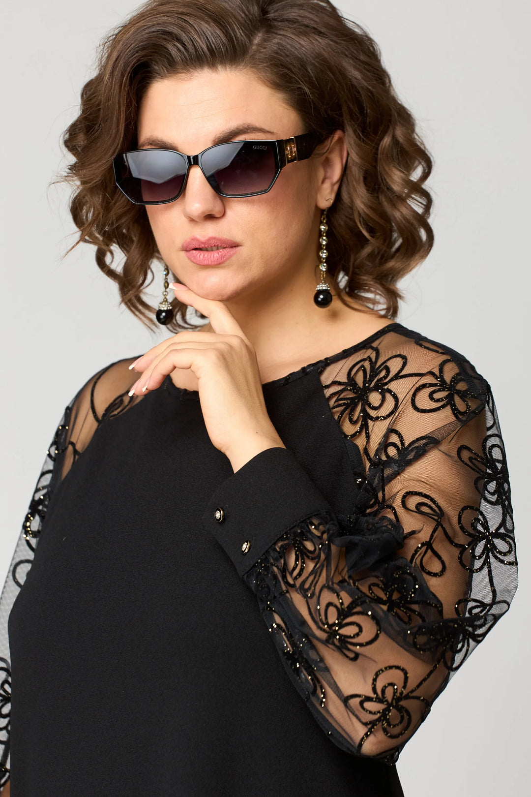 Ericka | Elegant Lace-Sleeve Dress