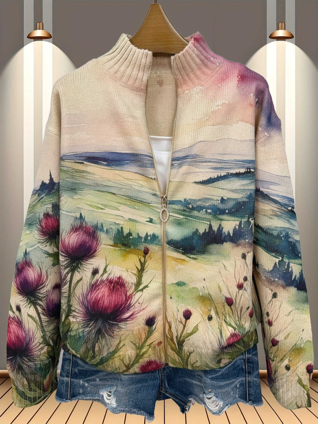 Marlowe | Thistle Landscape Zip Cardigan