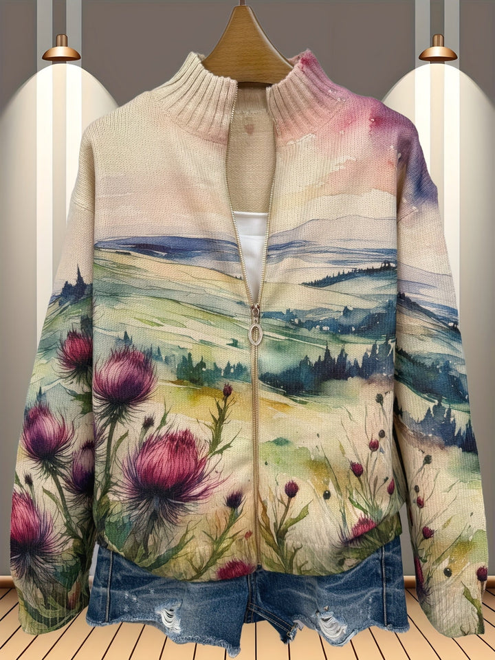 Marlowe | Thistle Landscape Zip Cardigan