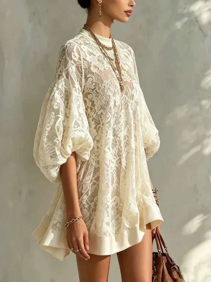 Blair | Ivory Lace Poncho Cover-Up Dress
