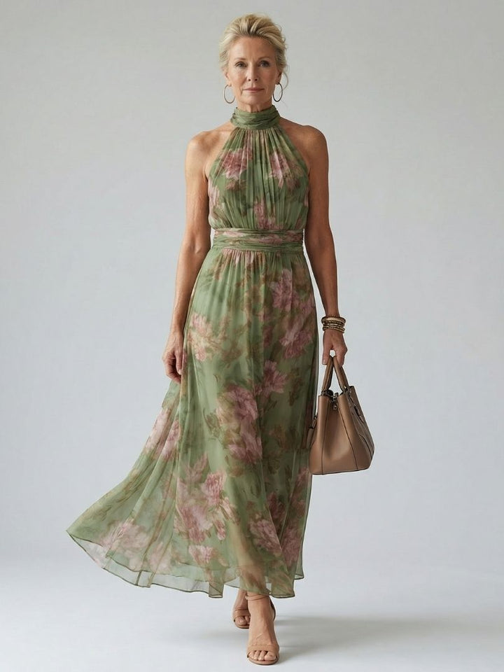 Anne | Gathered Halter Midi Dress
