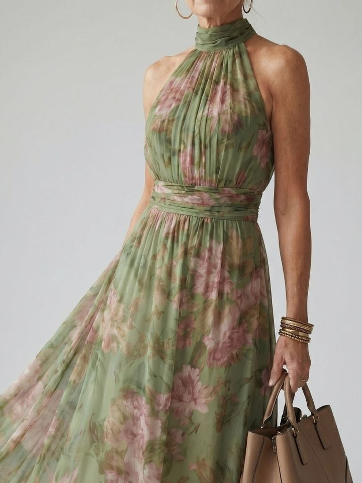 Anne | Gathered Halter Midi Dress