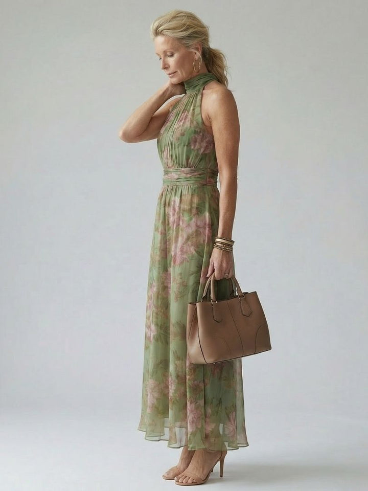 Anne | Gathered Halter Midi Dress