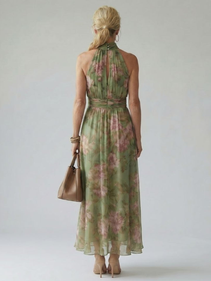 Anne | Gathered Halter Midi Dress