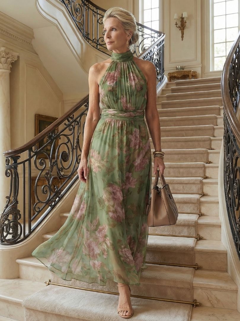 Anne | Gathered Halter Midi Dress