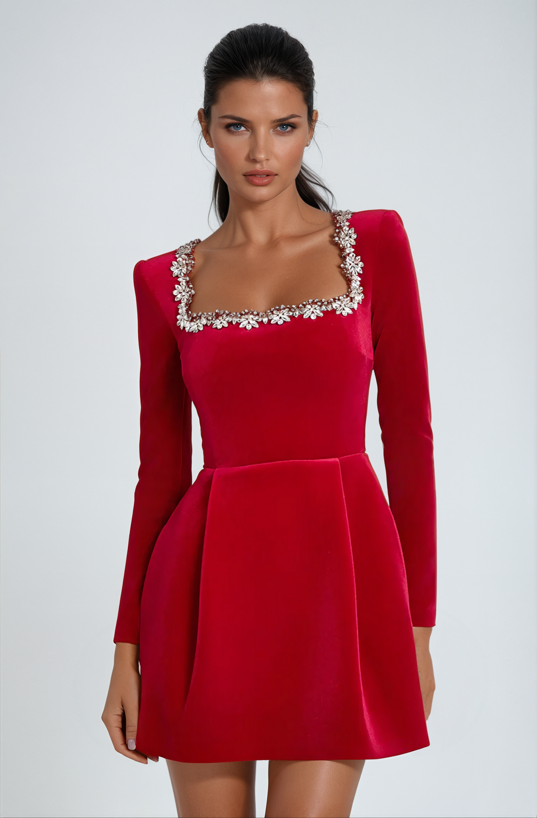 Chrissy | Embellished Velvet Mini Dress