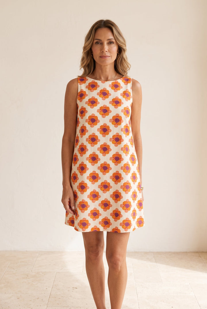 Zandra | Short A-Line Retro Floral Print Dress