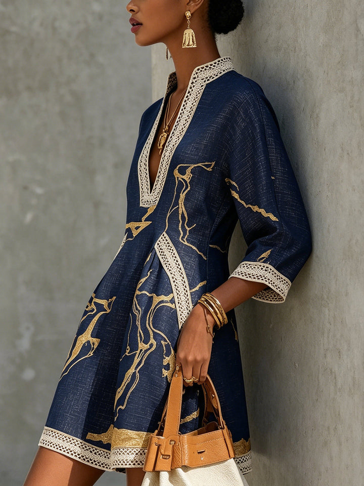 Dawn | Mini Dress in Black and Gold Lace