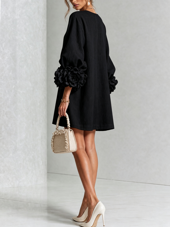 Fiona | Floral Button-down Mini Dress With Striking Floral Cuffs
