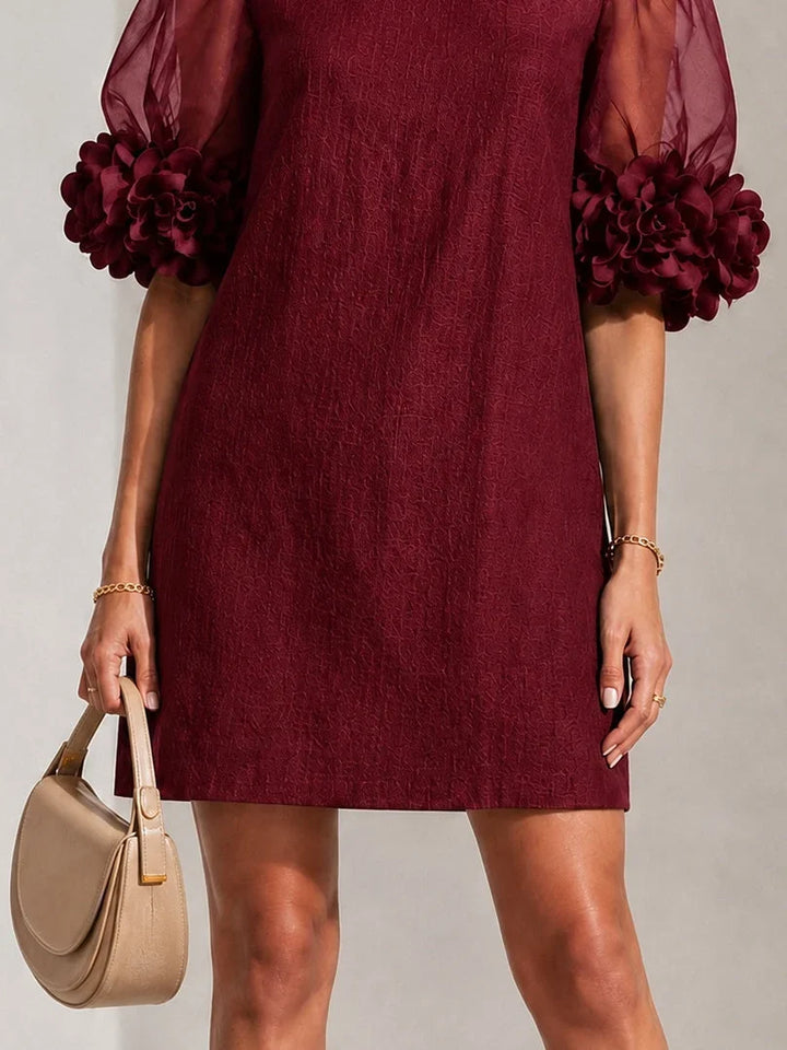 Blythe | Elegant Puff-Sleeved Mini Dress With Striking Floral Cuffs