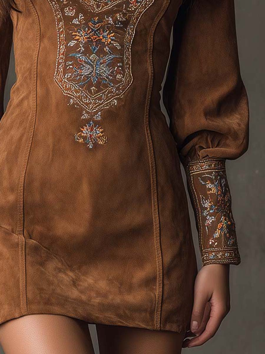 Sadie | Short Dress with Suede Effect
