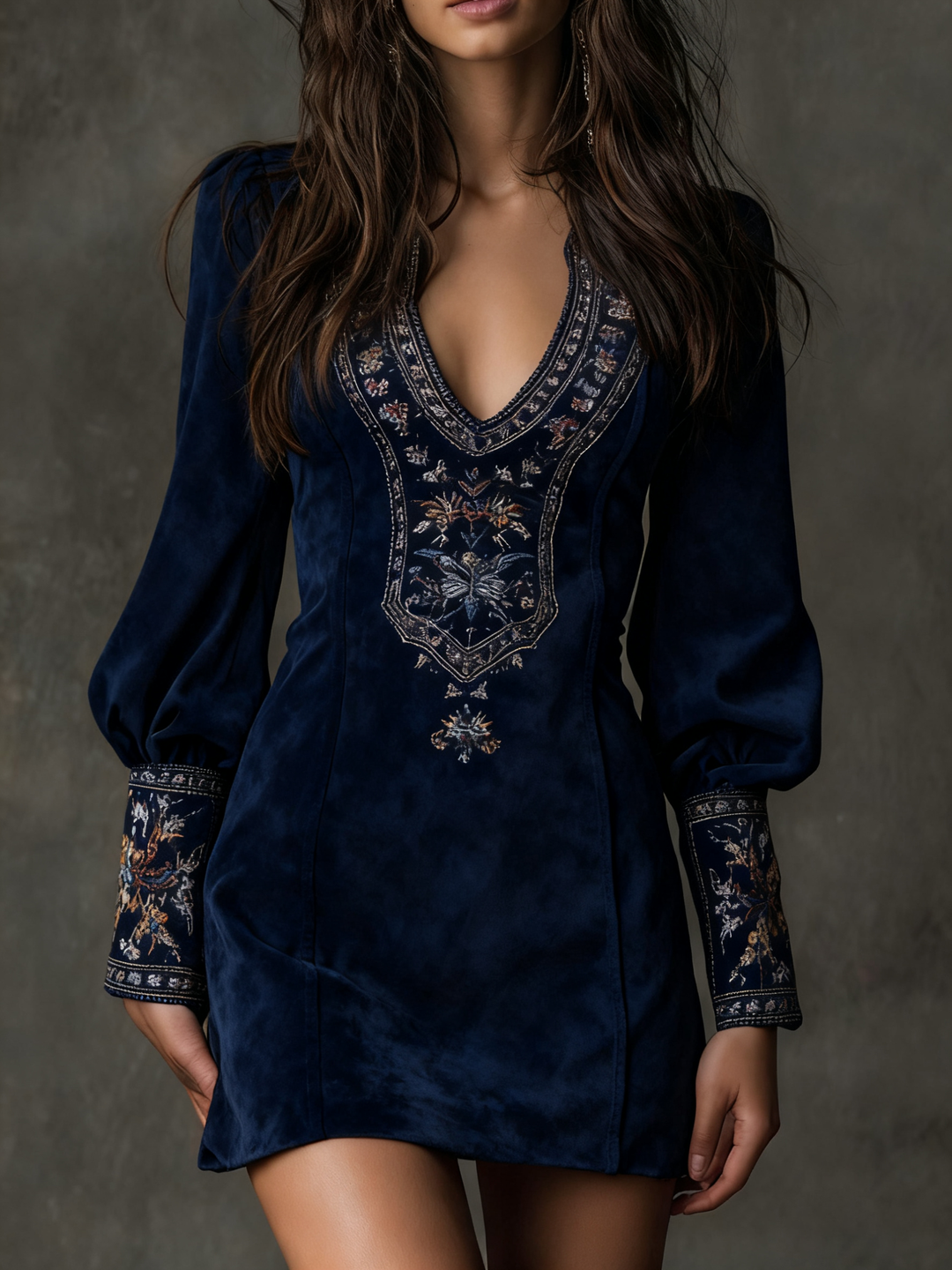 Sadie | Short Dress with Suede Effect