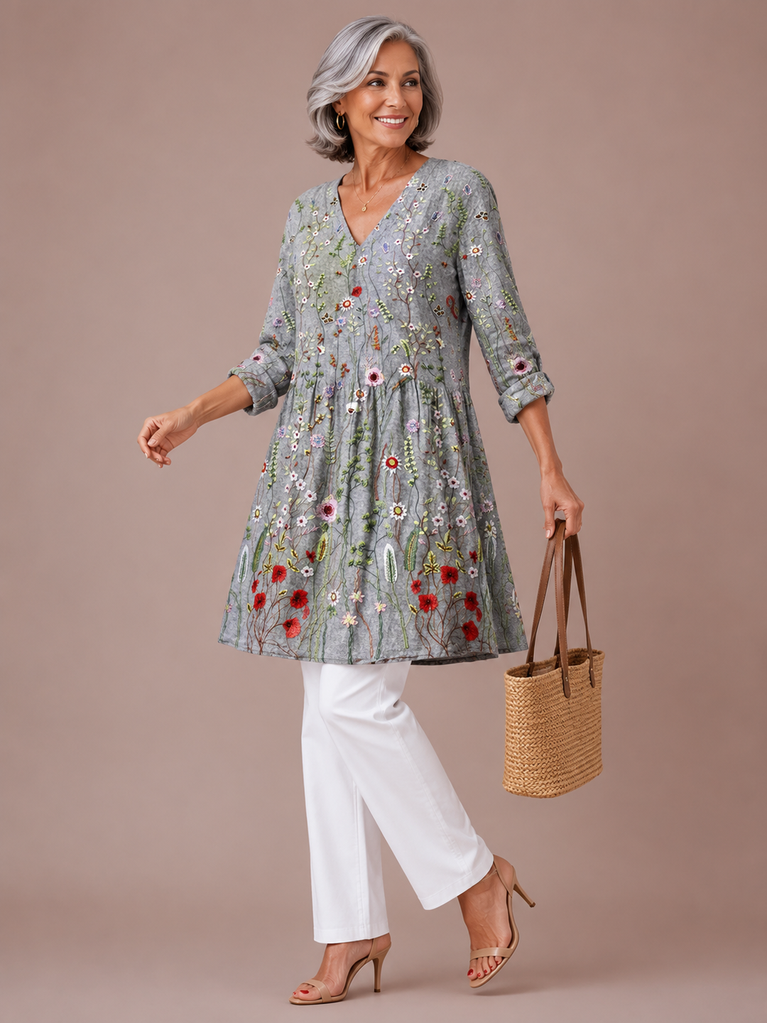 Amelie | Long Blouse with V-Neck