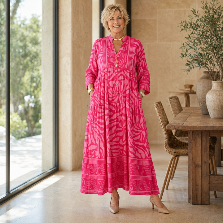 Marielle | Button Front Midi Dress Pink