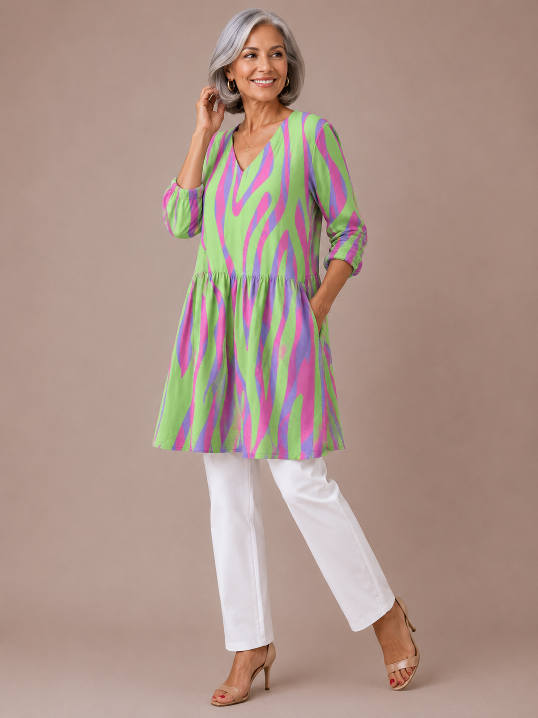 Oceane | Long Blouse with V-Neck