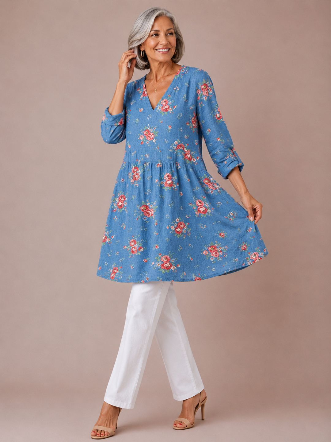 Melanie | Long Blouse with V-Neck