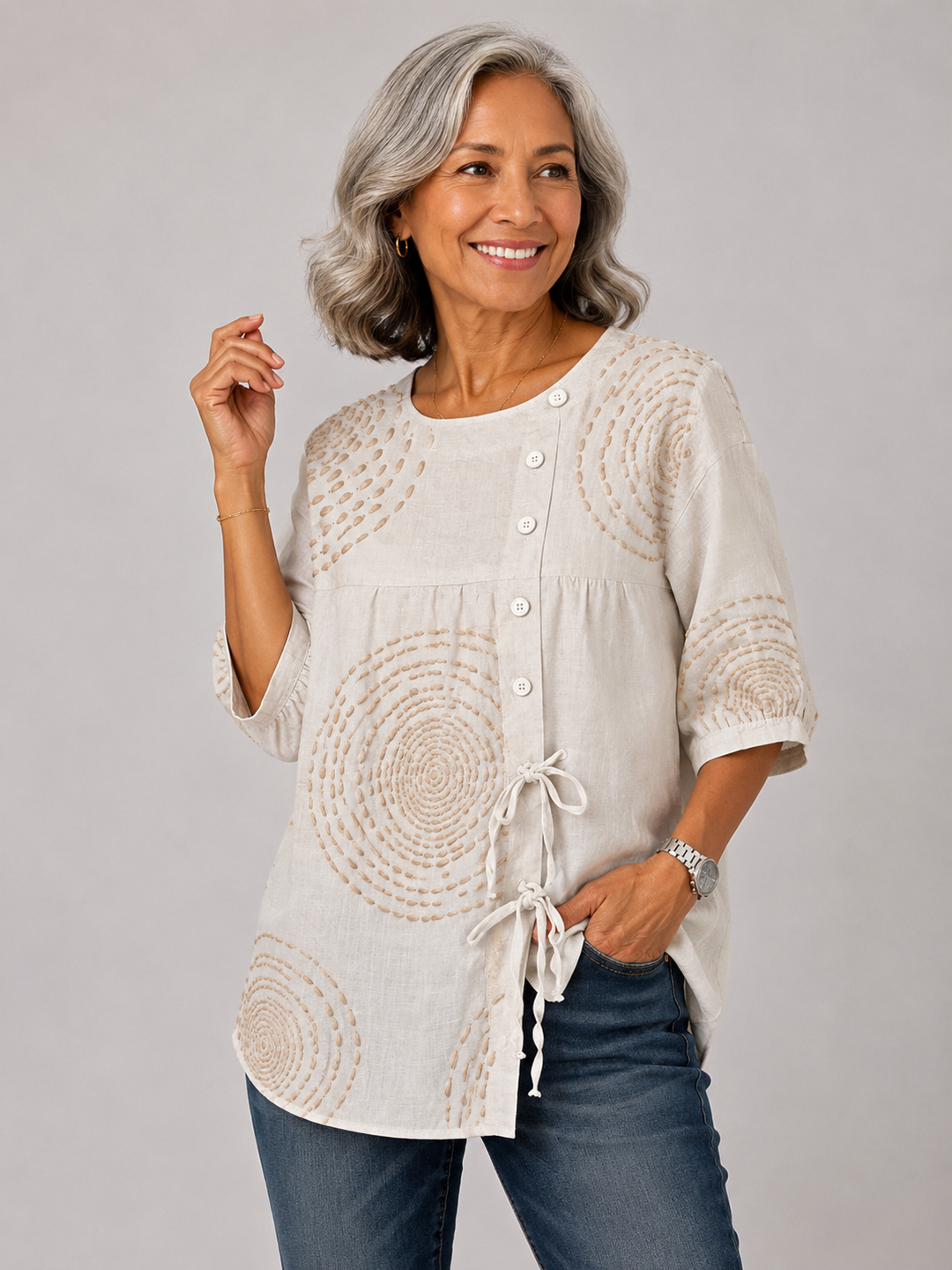 Emeline | Soft Embroided Linen Top