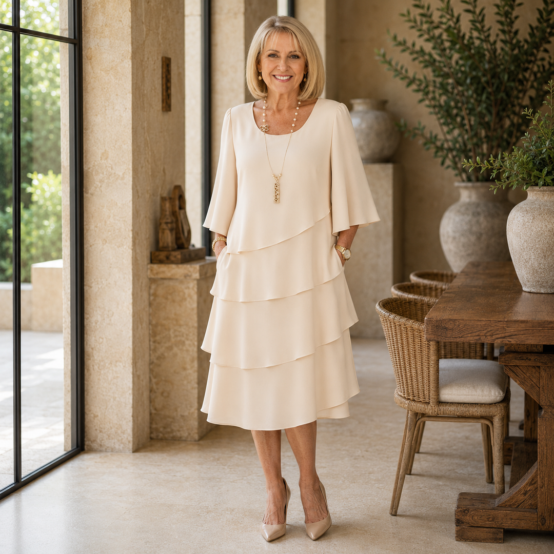 Catherine | Elegant Comfort Ruffle Dress