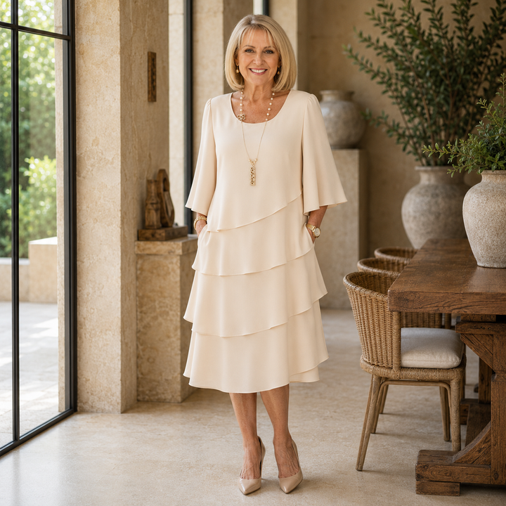 Catherine | Elegant Comfort Ruffle Dress
