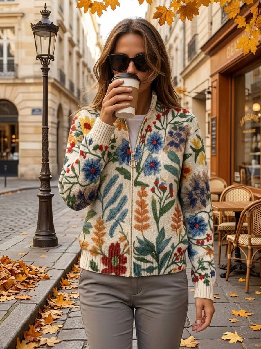 Clementine | Botanical Garden Zip Cardigan