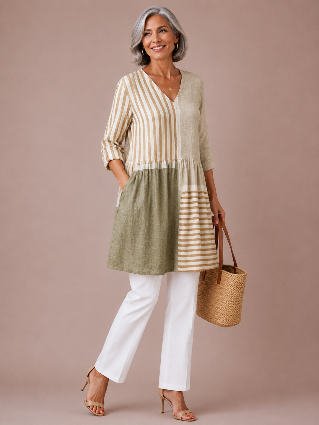 Camille | Long Blouse with V-Neck